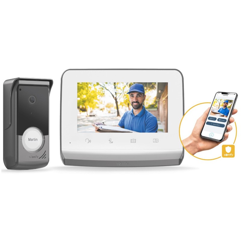 Somfy V350 Connect Interphone Vidéo Connecté Ouverture avec Smartphone