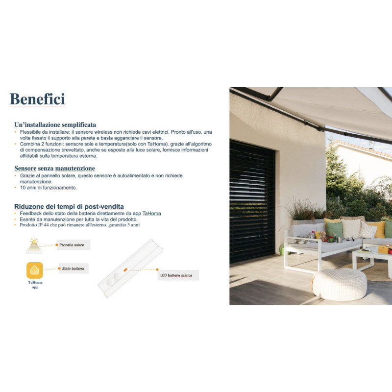 Sunteis io Somfy Capteur Soleil et Température pour Stores et Volets