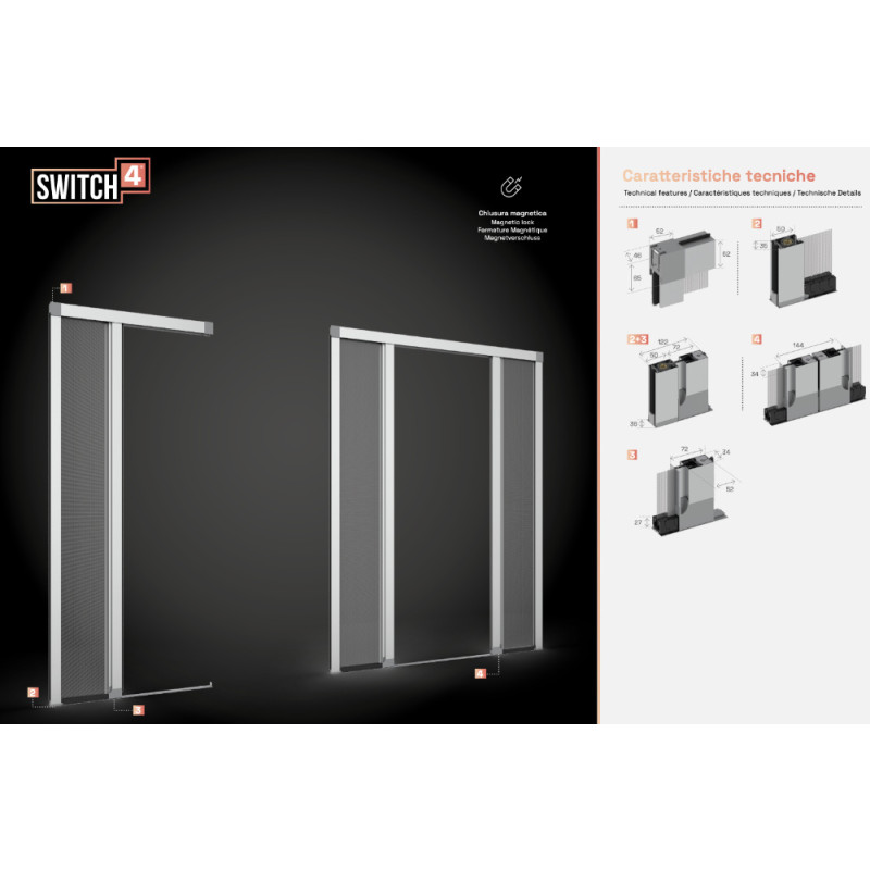 Switch4 PRIMED Moustiquaire Enroulable Latérale pour Porte