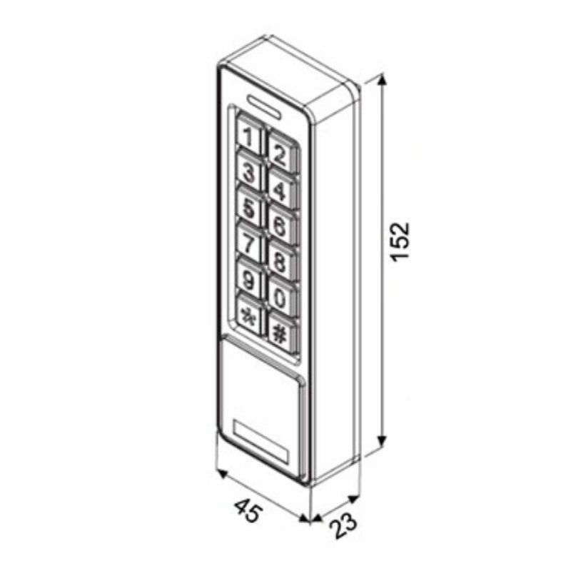 Clavier à Code avec Lecteur RFID 57301 Opera 12/24 Vac/dc Rétroéclairé