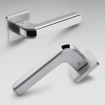 Poignée Alba en chrome poli et satiné pour porte, design Rosette Fabriqué en Italie, Colombo Design