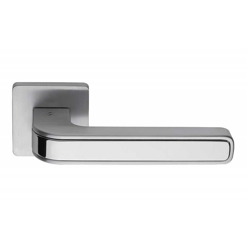 Poignée Alba en chrome poli et satiné pour porte, design Rosette Fabriqué en Italie, Colombo Design