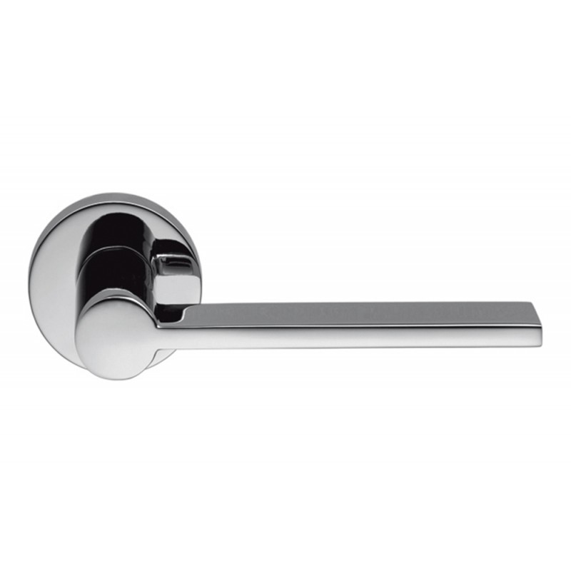 Outil Poignée de porte en chrome poli sur rosette par Michele De Lucchi Architecture pour Colombo Design
