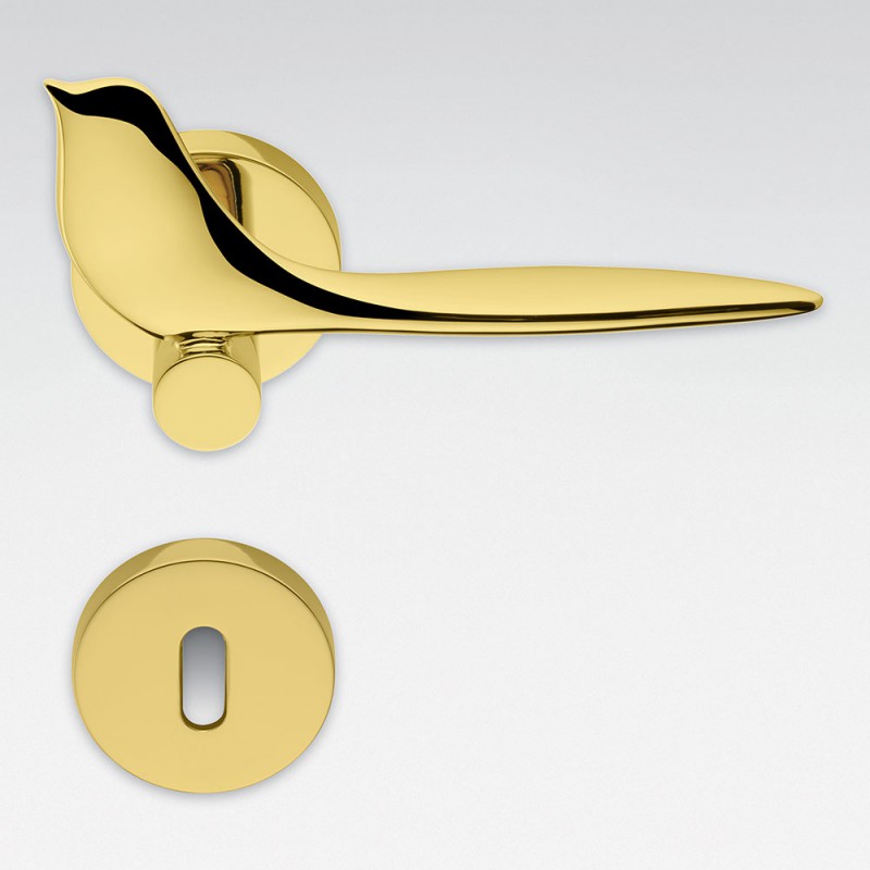 Poignée de porte Twitty en chrome poli sur rosette Lauréat du prix Colombo Design International