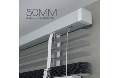 Rideau Vénitien Aluminium 50mm en Corde avec Ruban en PVC