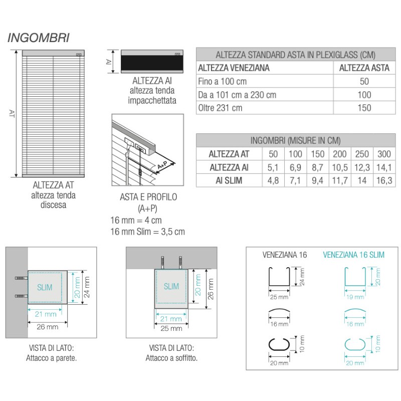 Store Vénitien en Aluminium Lames 16 mm avec Corde et Tringle