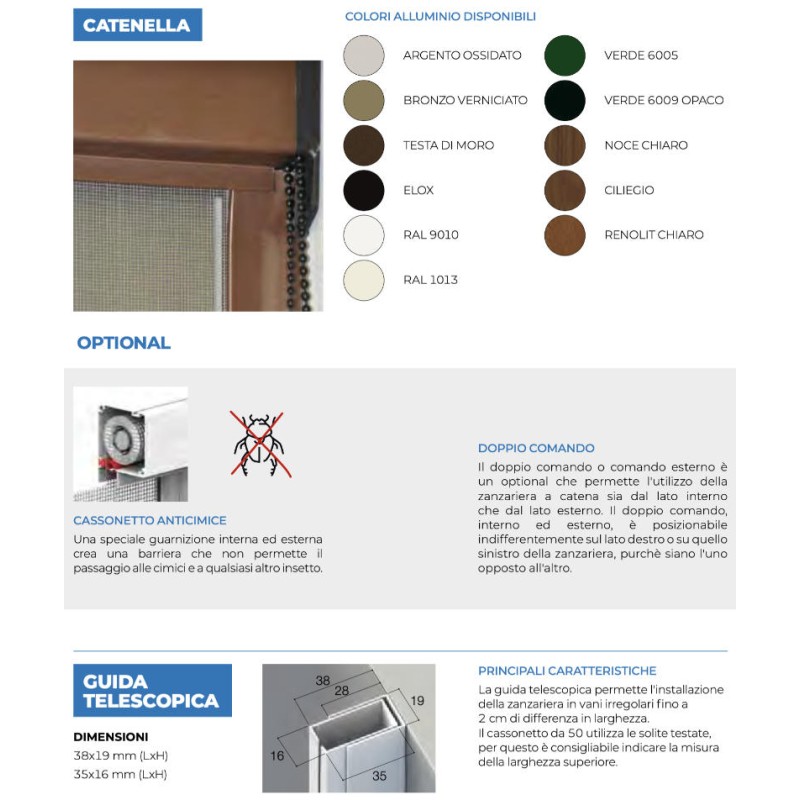 Moustiquaire à Chaîne Verticale Sur Mesure Boîte de 50 mm