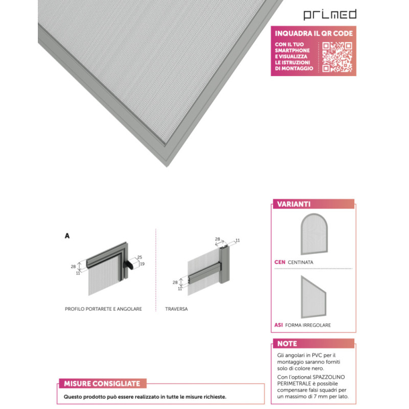 Moustiquaire Fixe PRIMED avec Panneau pour Fenêtres FISSA 90