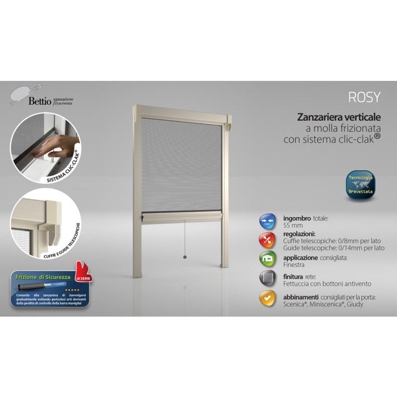 Moustiquaire Bettio Rosy Printemps frotté clic-clac et de Vertical Guides de printemps