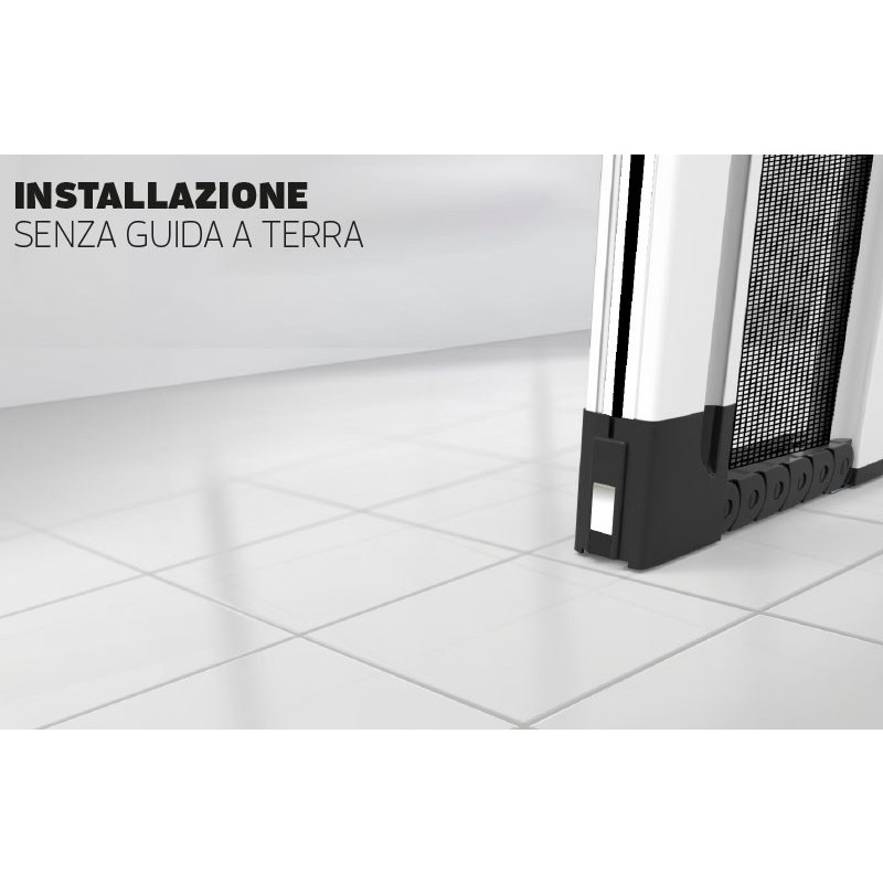 Moustiquaire sans guide au sol pour portes françaises avec 1 type Zanzar sans feuilles