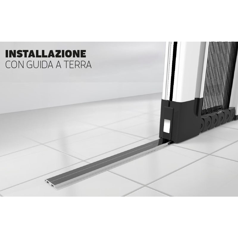 Moustiquaire sans guide au sol pour portes françaises avec 1 type Zanzar sans feuilles